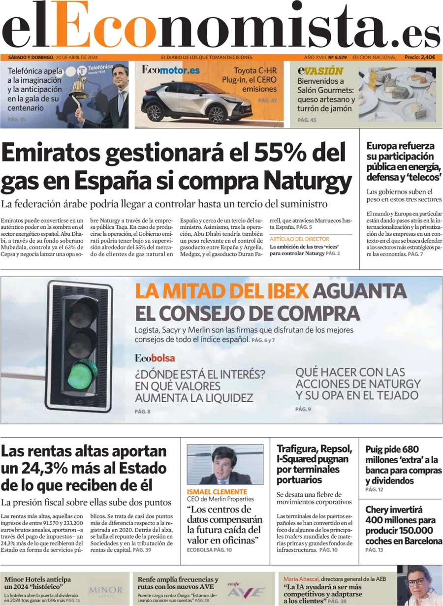 prima pagina - El Economista del 20/04/2024