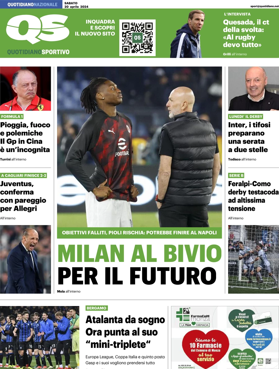 prima pagina - QS Quotidiano Sportivo del 20/04/2024