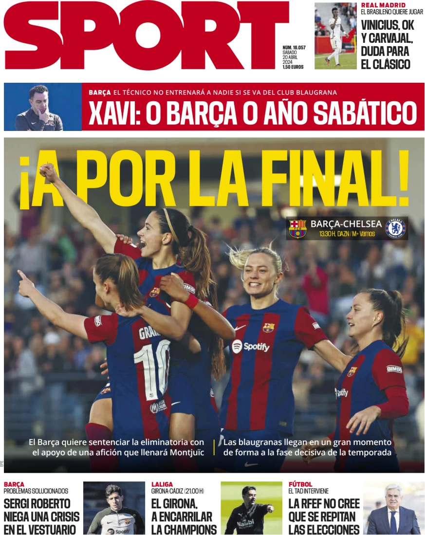 anteprima della prima pagina di sport-barcelona del 20/04/2024