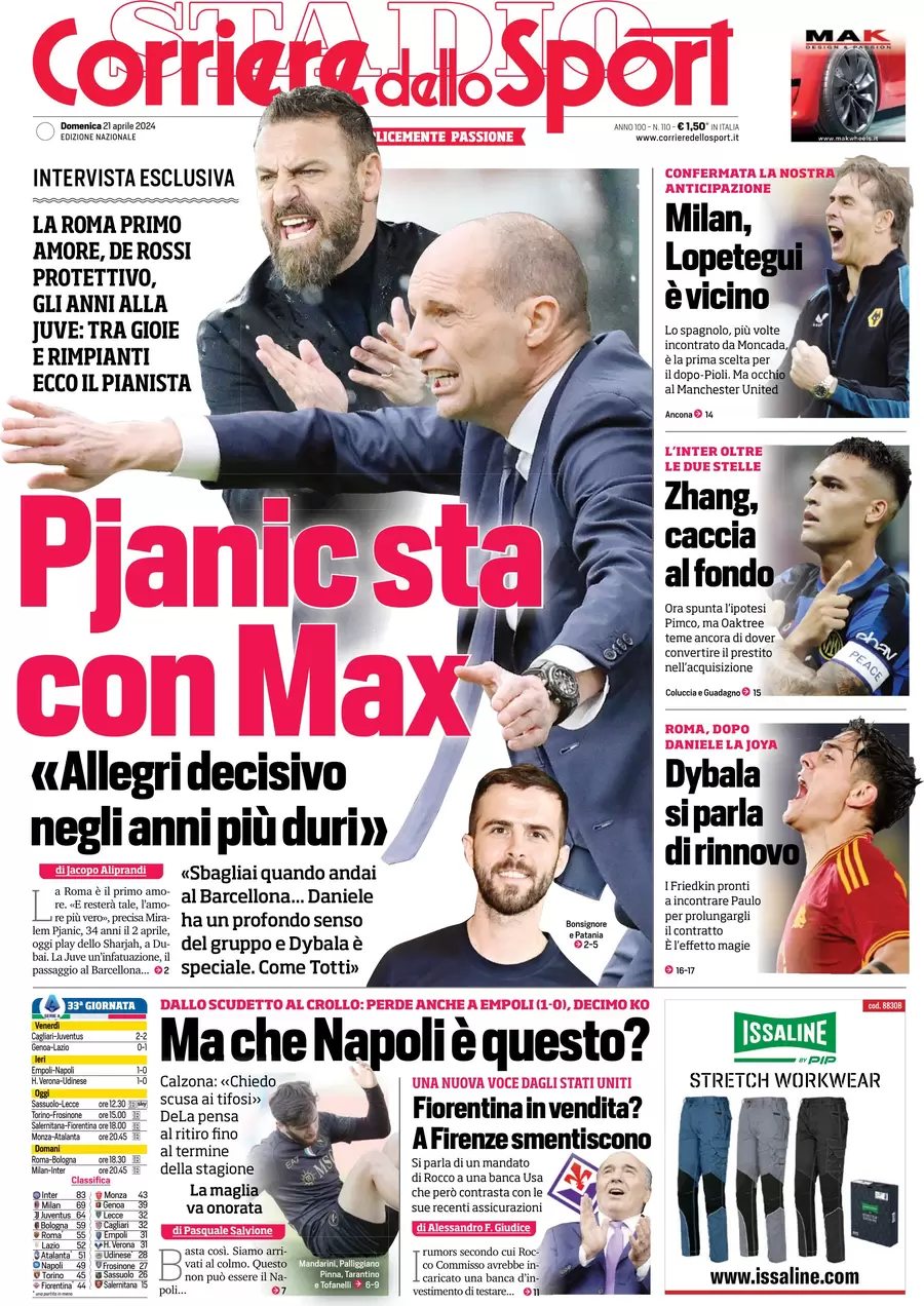 prima pagina - Corriere dello Sport del 21/04/2024