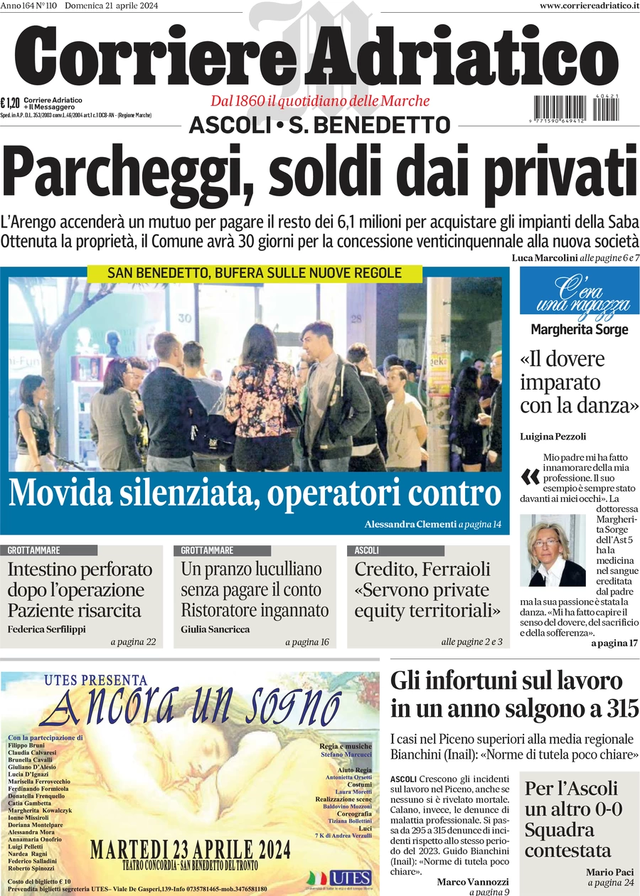 anteprima della prima pagina di corriere-adriatico-ascoli del 21/04/2024