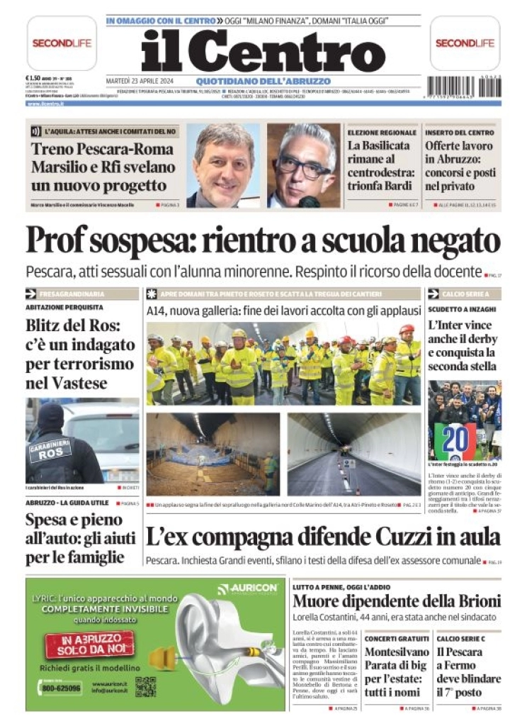prima pagina - Il Centro (Pescara) del 23/04/2024