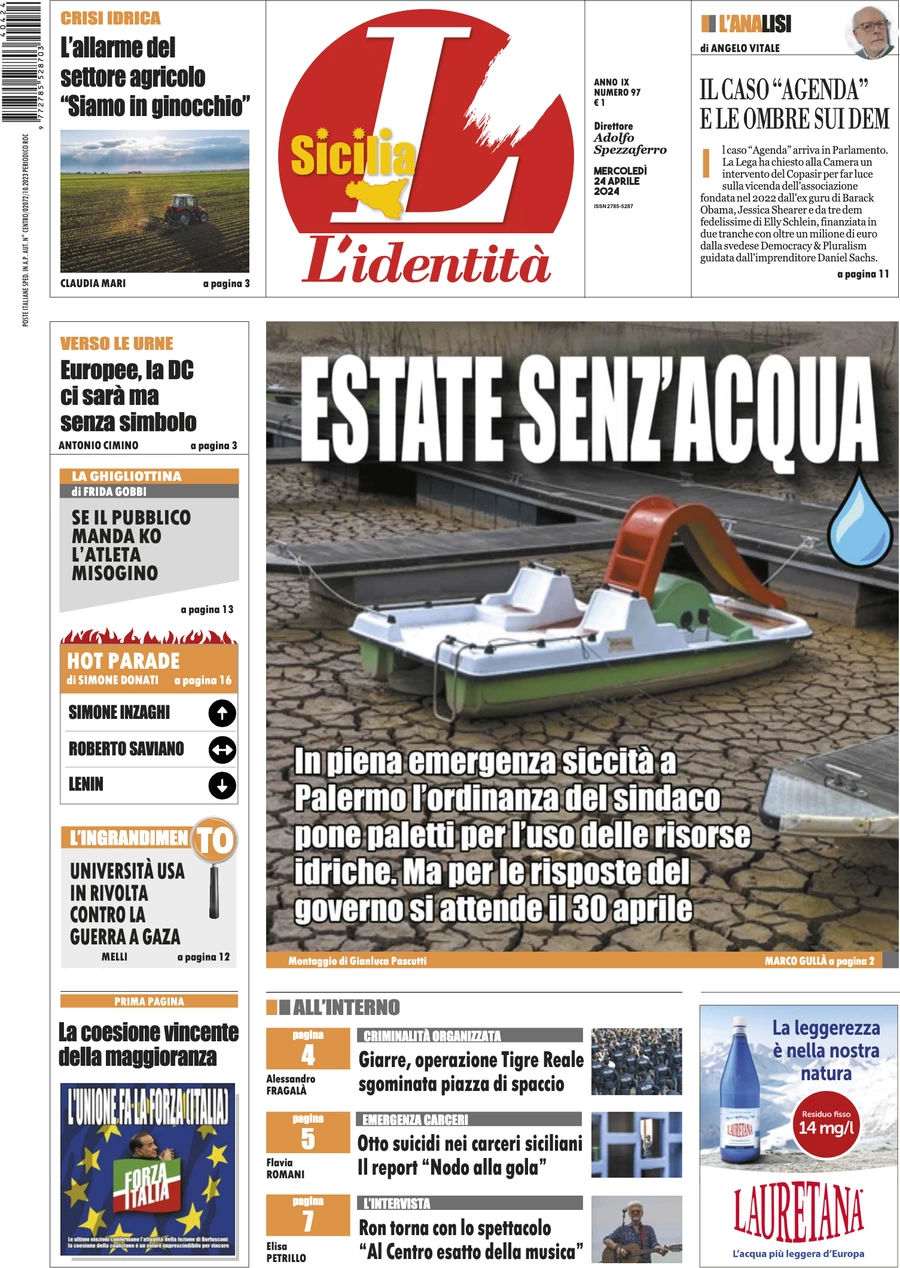 anteprima della prima pagina di lidentit-della-sicilia del 23/04/2024
