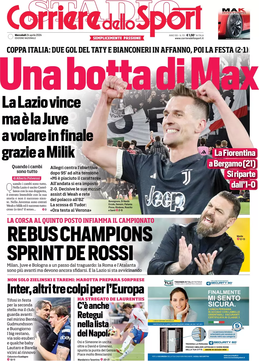 prima pagina - Corriere dello Sport del 24/04/2024