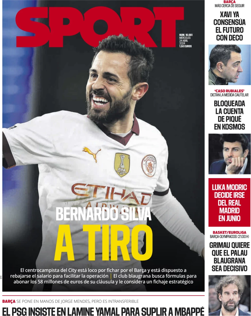 anteprima della prima pagina di sport-barcelona del 24/04/2024