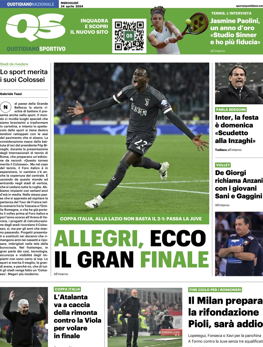 prima pagina - QS Quotidiano Sportivo del 24/04/2024