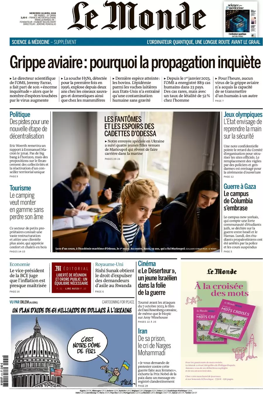prima pagina - Le Monde del 24/04/2024