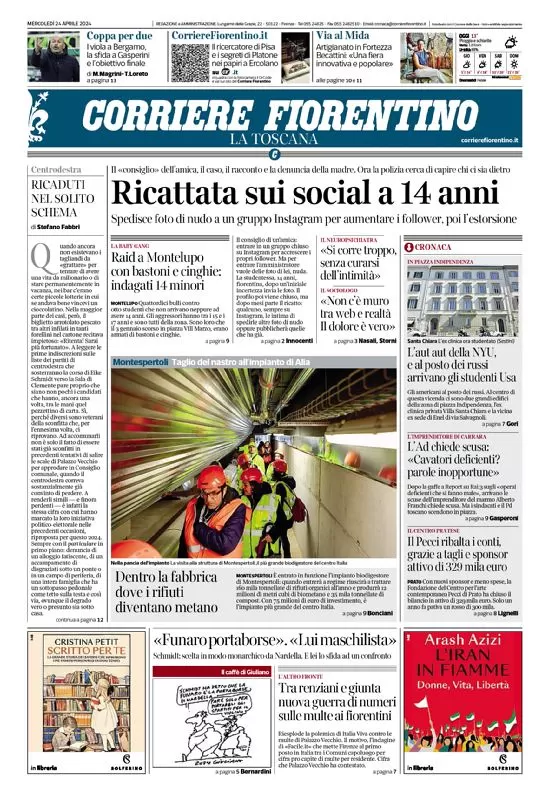 anteprima della prima pagina di corriere-fiorentino del 24/04/2024