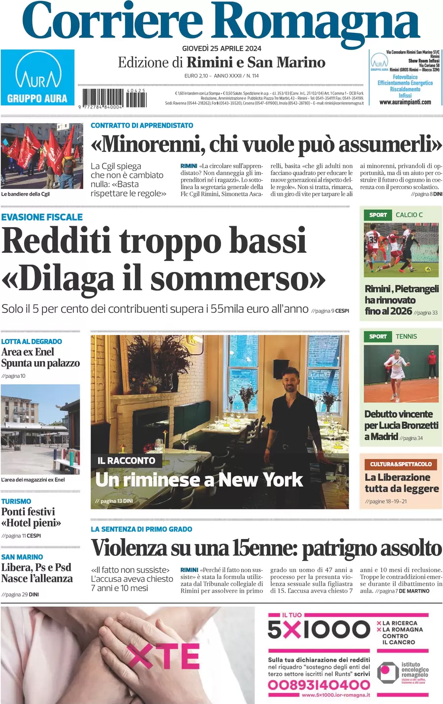 anteprima della prima pagina di corriere-romagna-rimini-e-san-marino del 25/04/2024