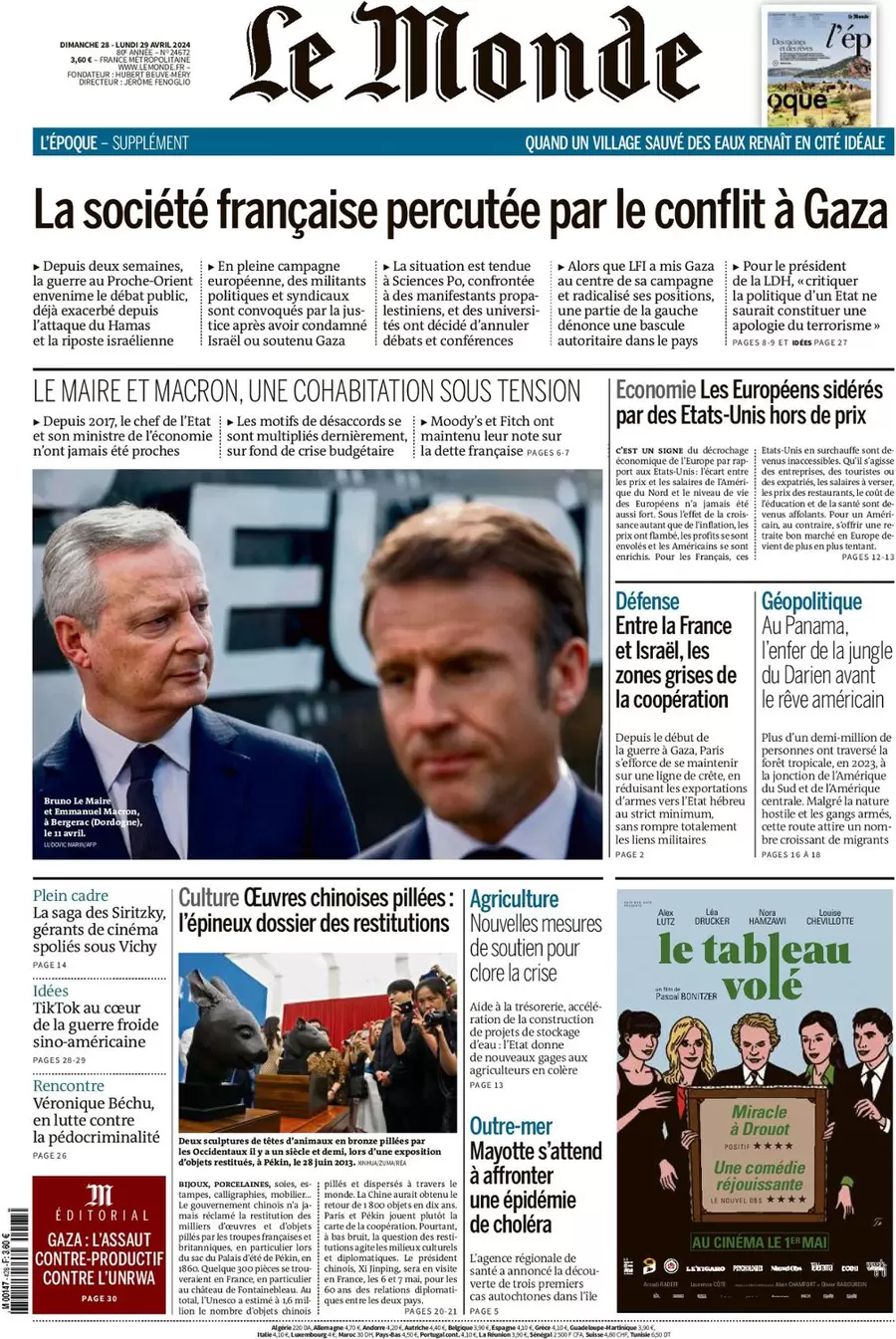 prima pagina - Le Monde del 27/04/2024