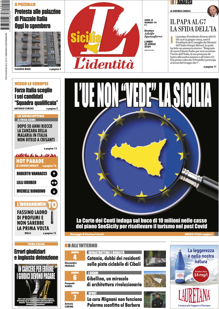 anteprima della prima pagina di lidentit-della-sicilia del 28/04/2024