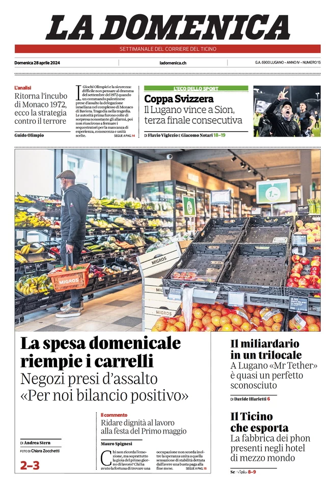 prima pagina - Corriere del Ticino del 28/04/2024