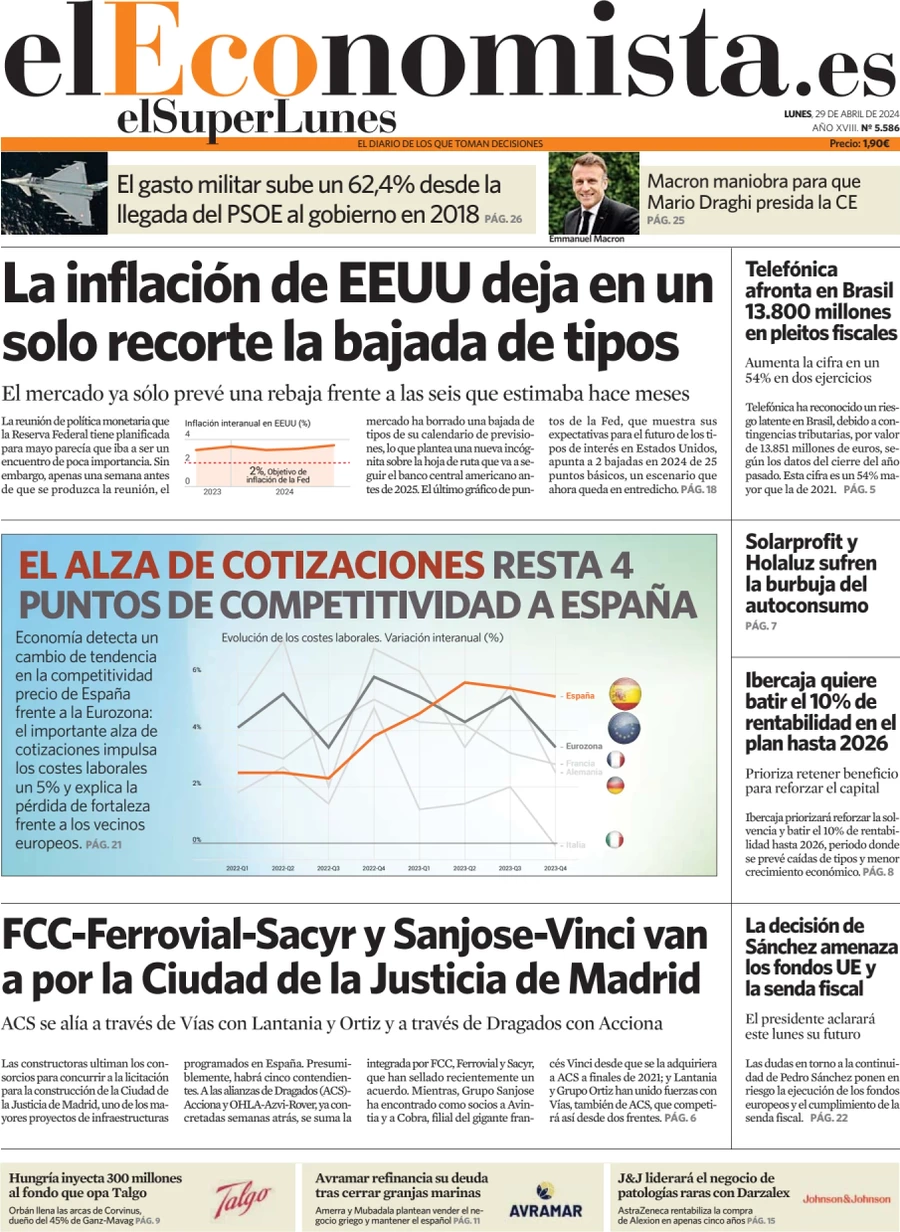 prima pagina - El Economista del 29/04/2024