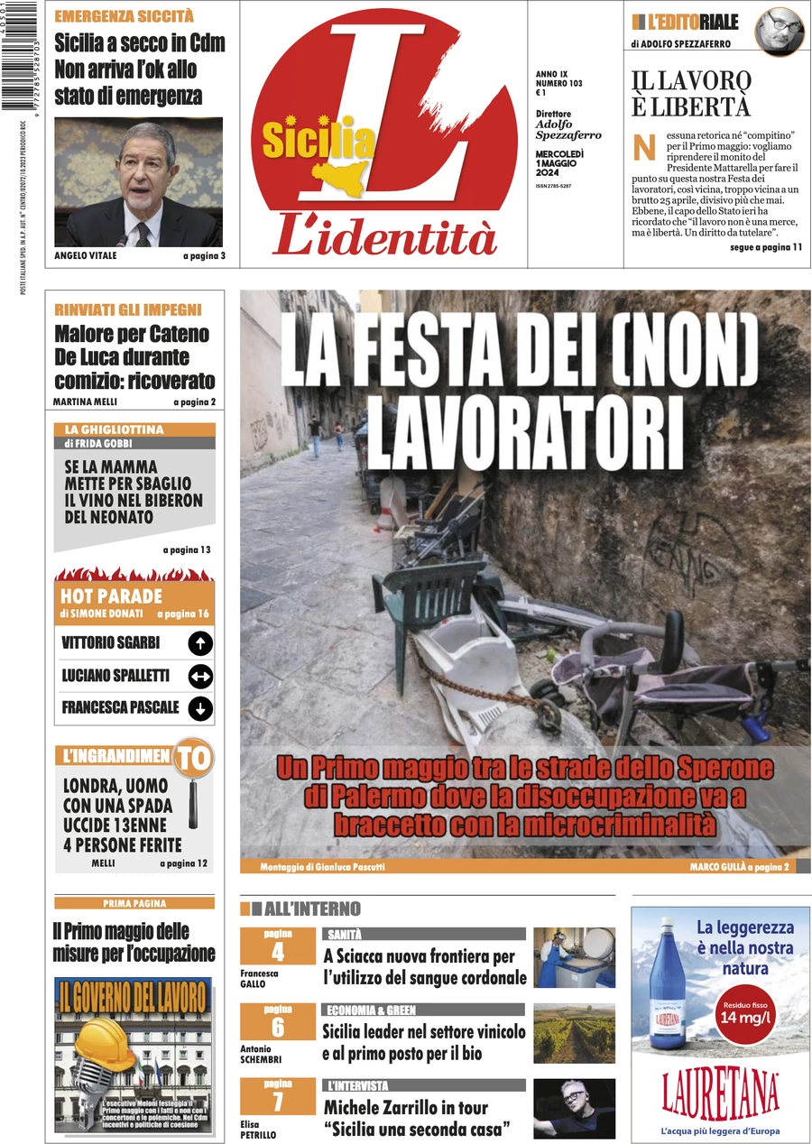 anteprima della prima pagina di lidentit-della-sicilia del 30/04/2024