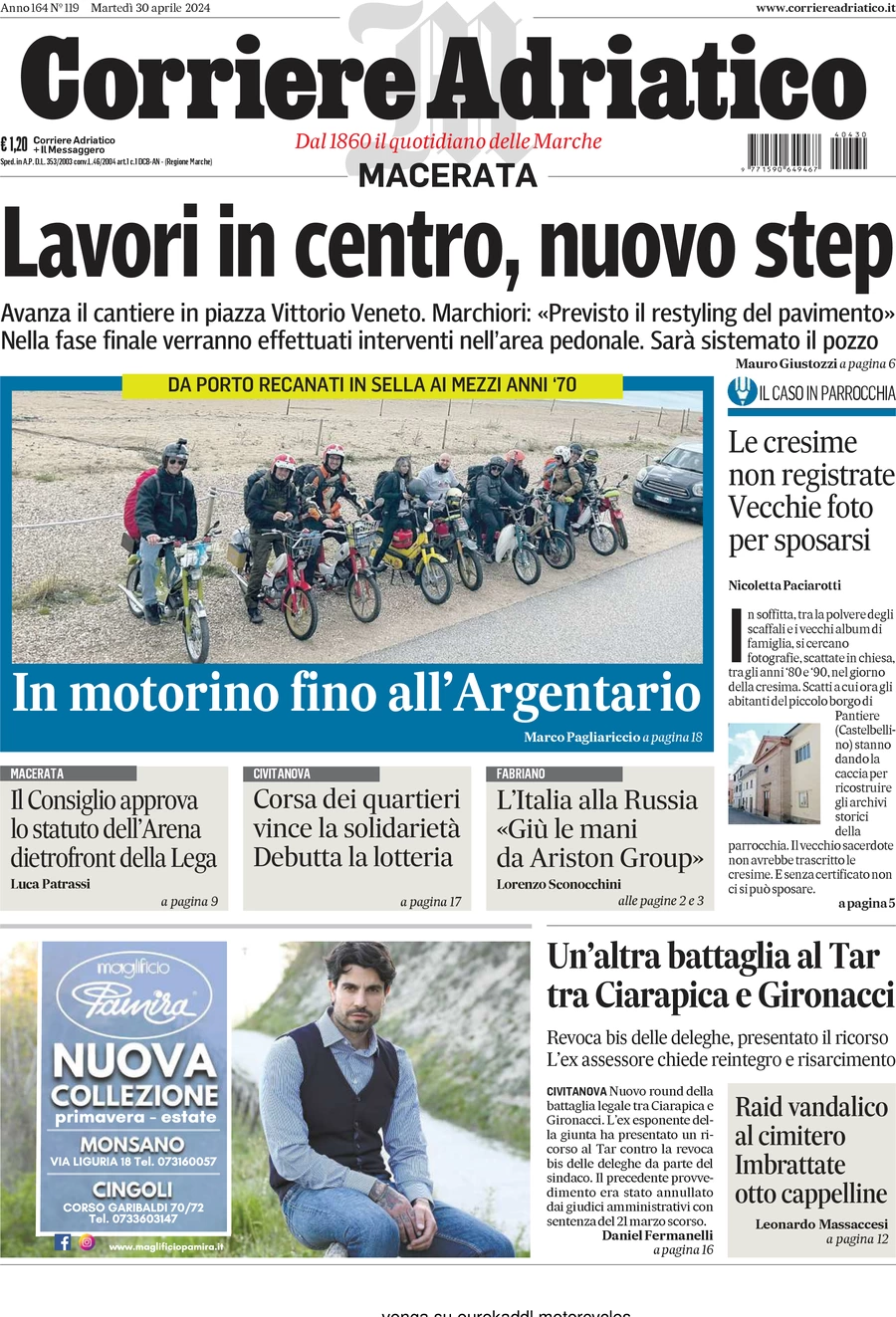 anteprima della prima pagina di corriere-adriatico-macerata del 30/04/2024