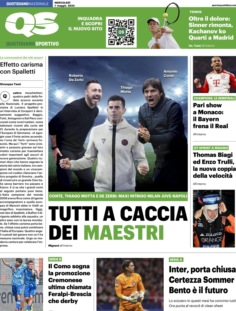 prima pagina - QS Quotidiano Sportivo del 01/05/2024