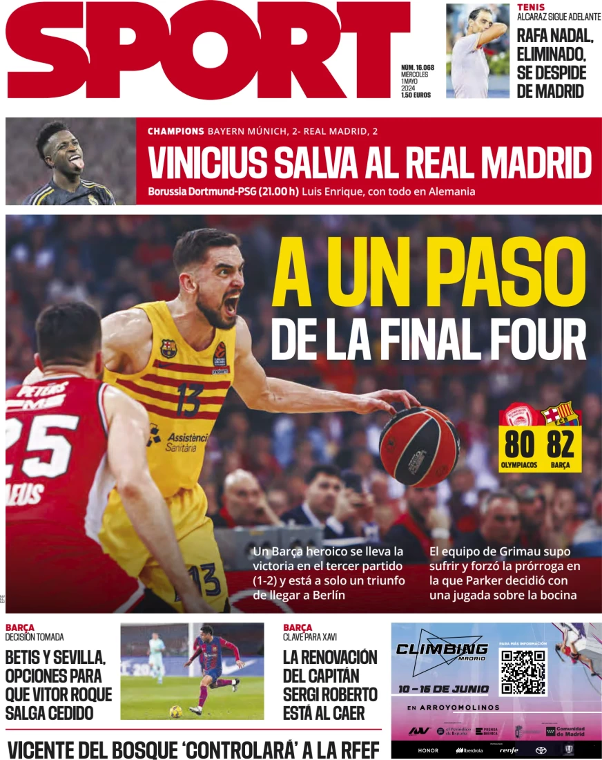 anteprima della prima pagina di sport-barcelona del 01/05/2024