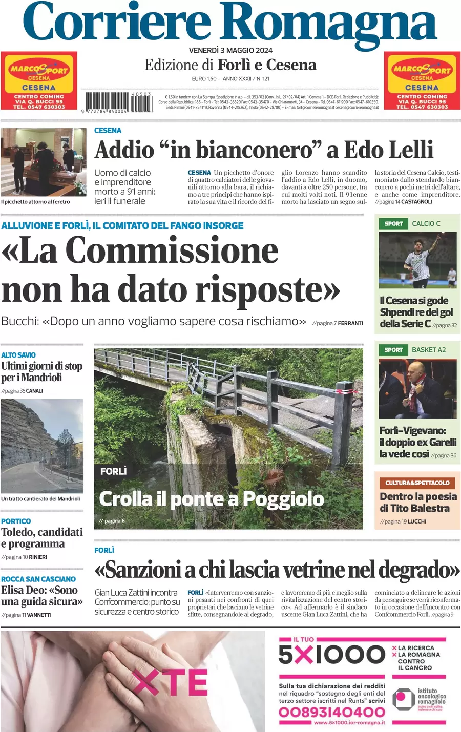 anteprima della prima pagina di corriere-romagna-forl-e-cesena del 03/05/2024