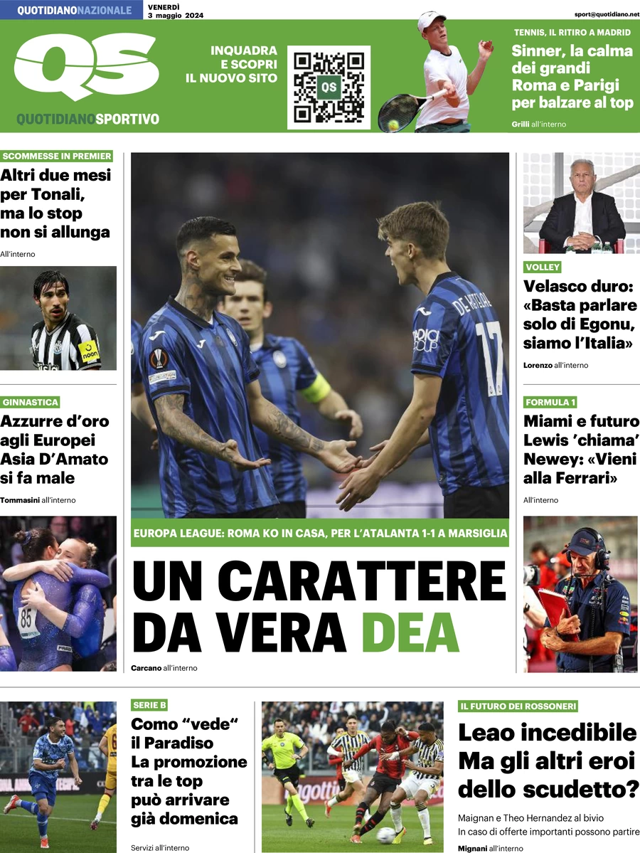 prima pagina - QS Quotidiano Sportivo del 03/05/2024
