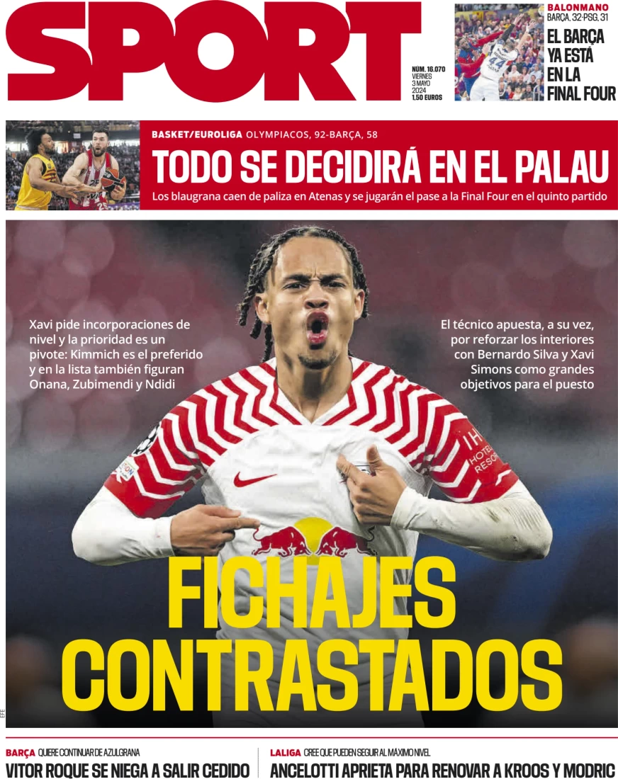 anteprima della prima pagina di sport-barcelona del 03/05/2024