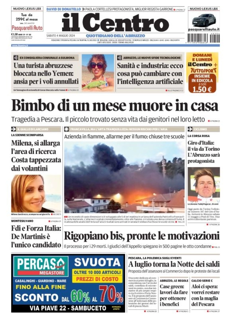 prima pagina - Il Centro (Pescara) del 04/05/2024