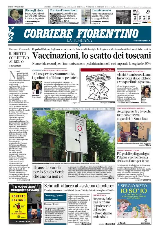 anteprima della prima pagina di corriere-fiorentino del 04/05/2024