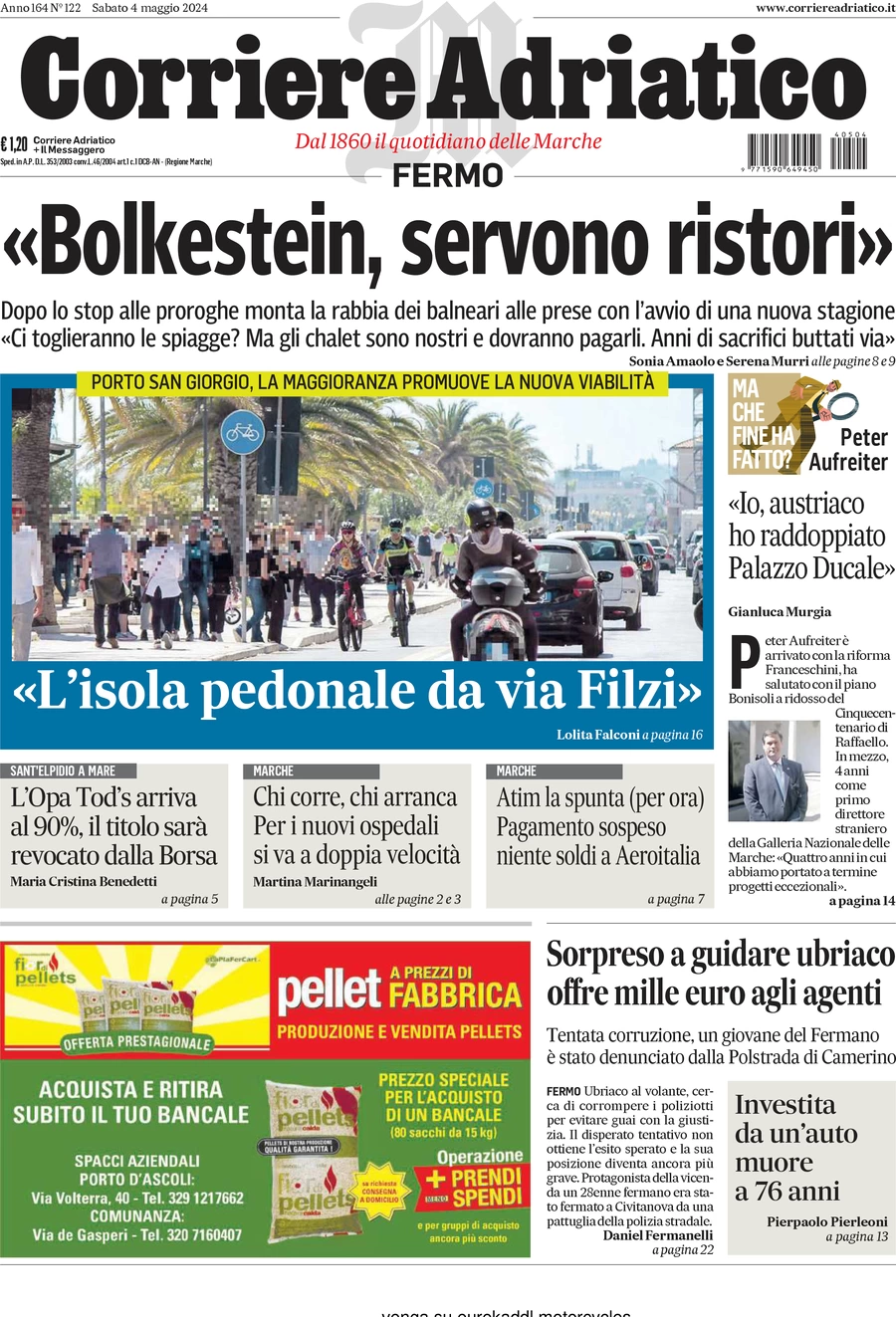anteprima della prima pagina di corriere-adriatico-fermo del 04/05/2024