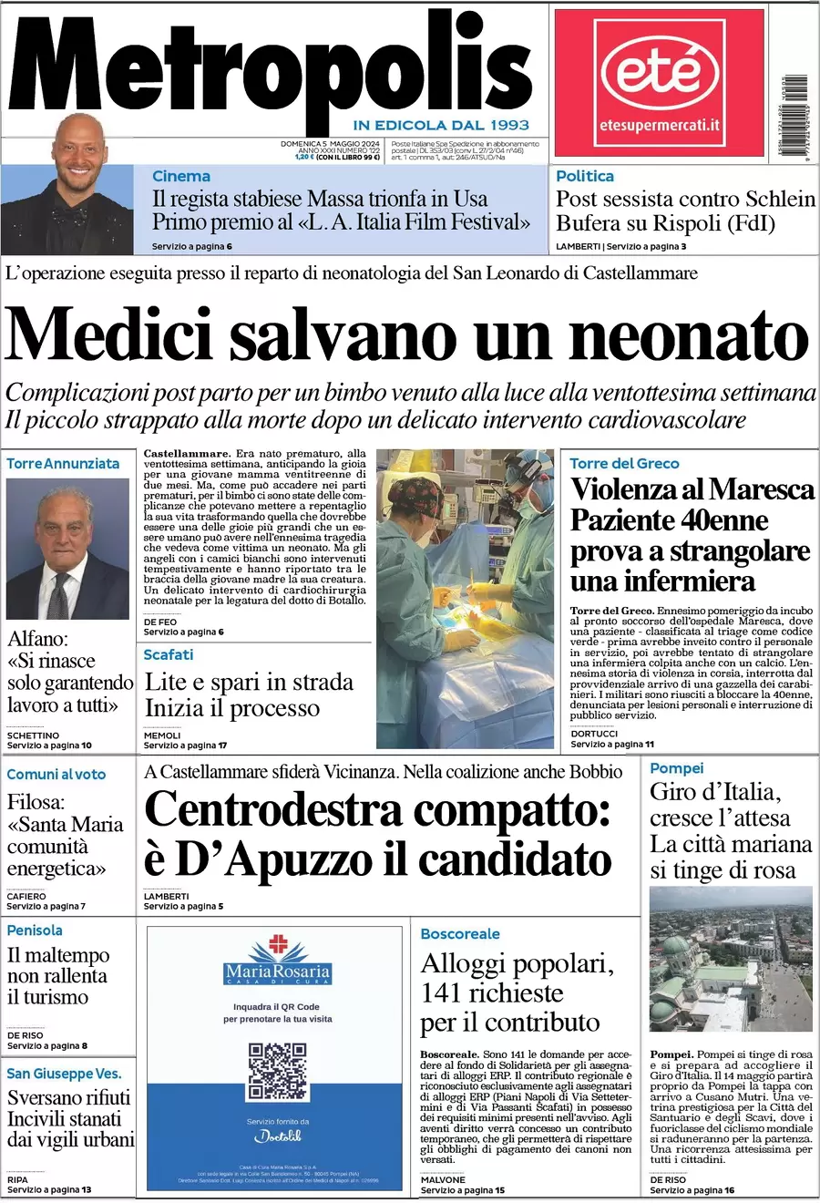 prima pagina - Metropolis (Napoli) del 05/05/2024