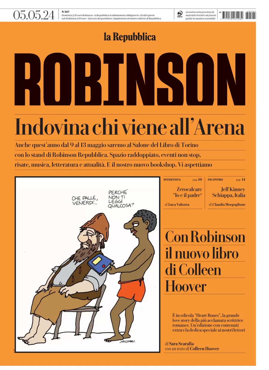 anteprima della prima pagina di robinson-la-repubblica del 05/05/2024