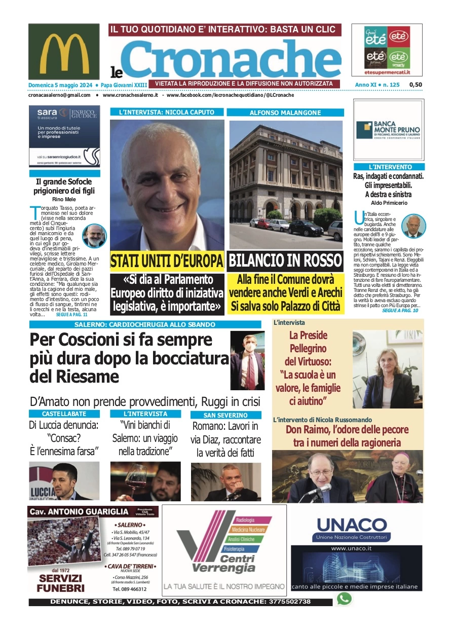 prima pagina - Le Cronache (Salerno) del 05/05/2024
