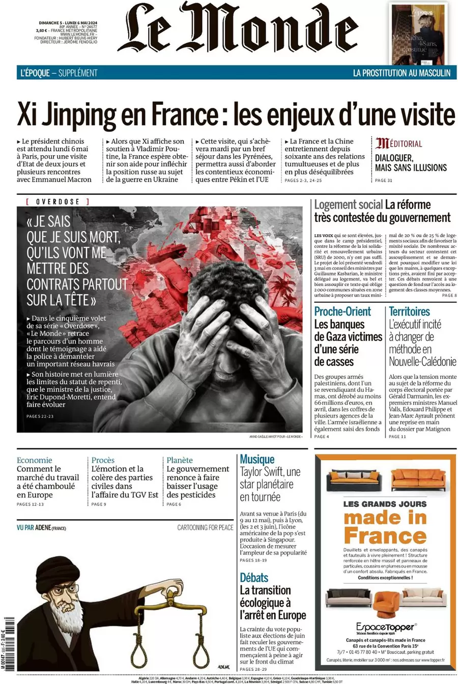 prima pagina - Le Monde del 05/05/2024