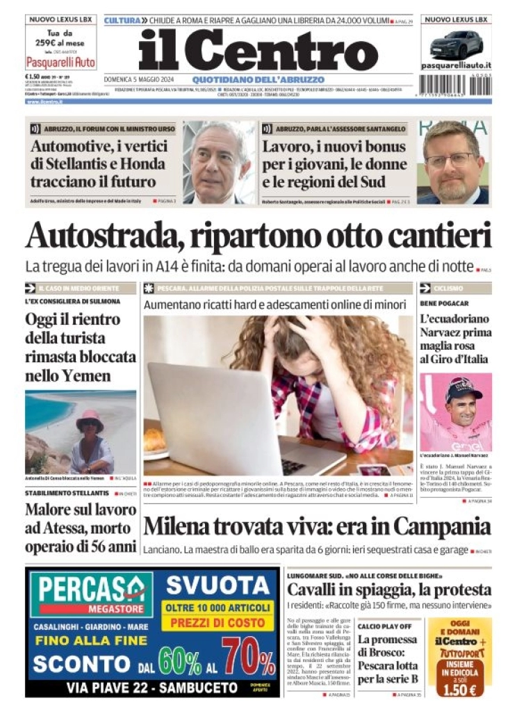 prima pagina - Il Centro (Pescara) del 05/05/2024