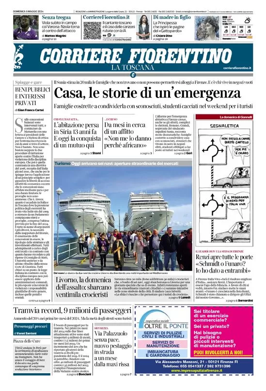 anteprima della prima pagina di corriere-fiorentino del 05/05/2024