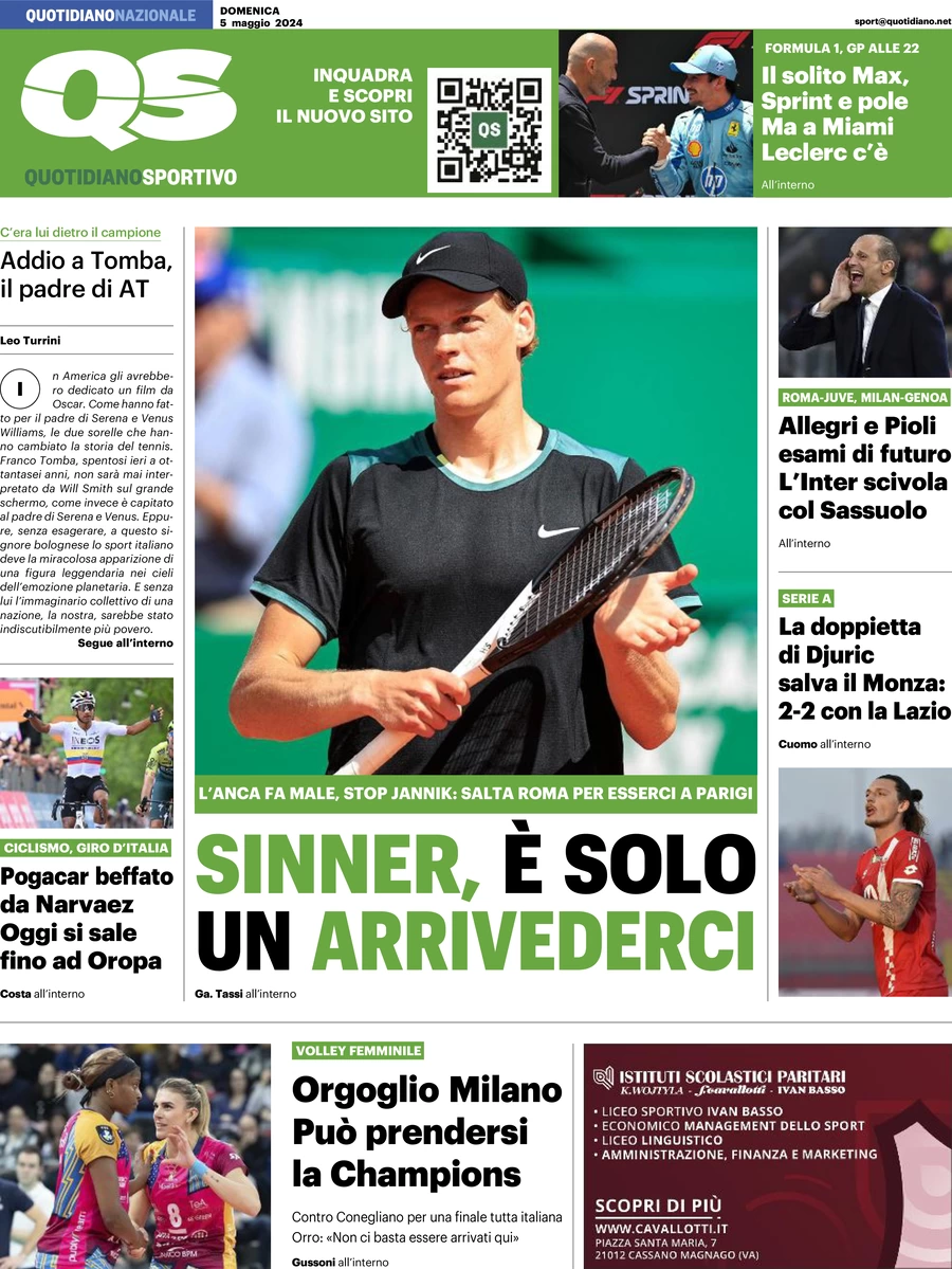 prima pagina - QS Quotidiano Sportivo del 05/05/2024