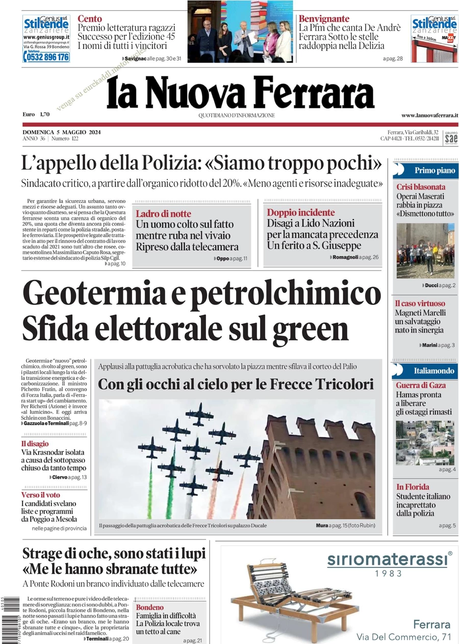 prima pagina - La Nuova Ferrara del 05/05/2024