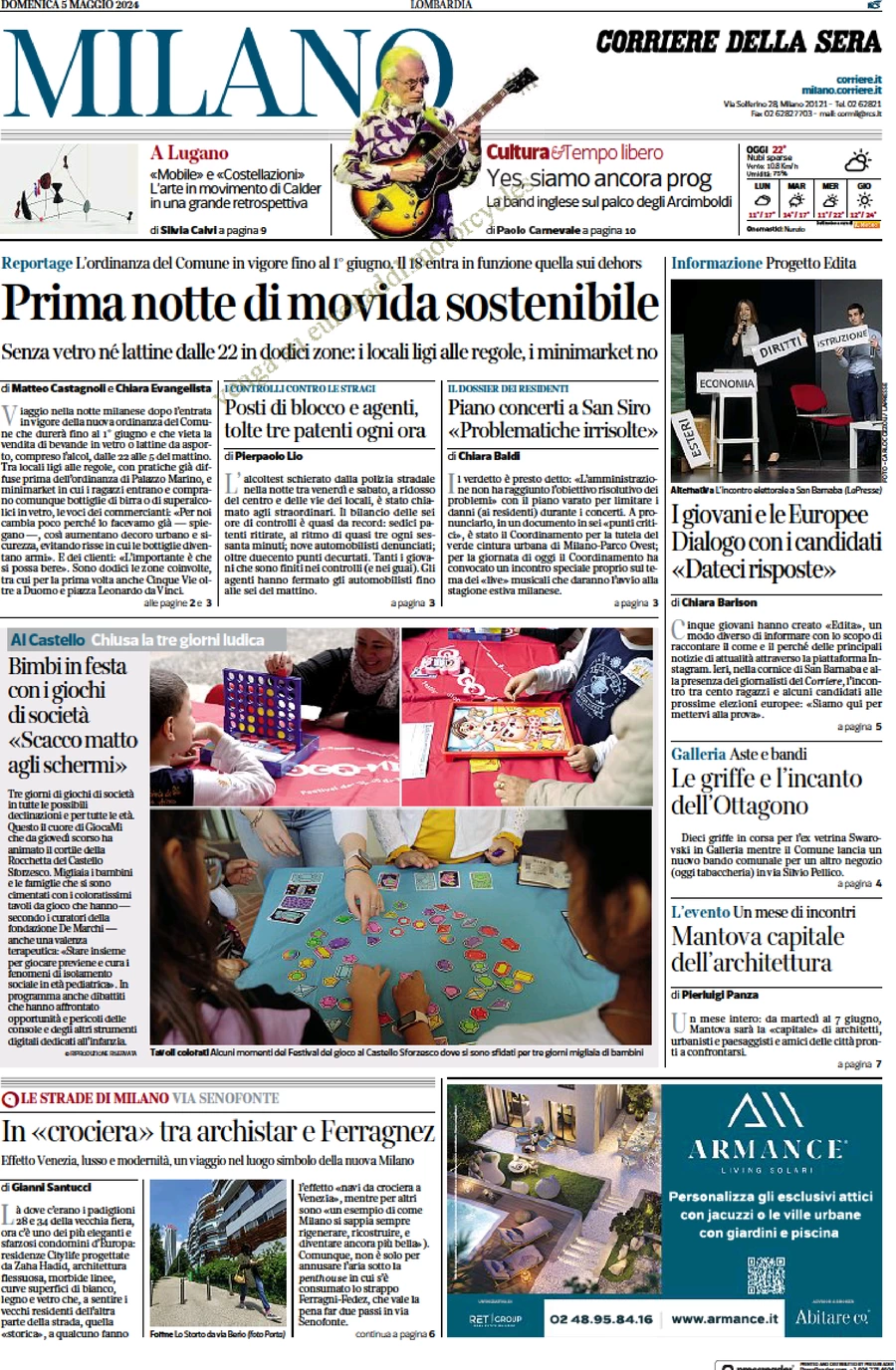 anteprima della prima pagina di corriere-della-sera-milano del 05/05/2024