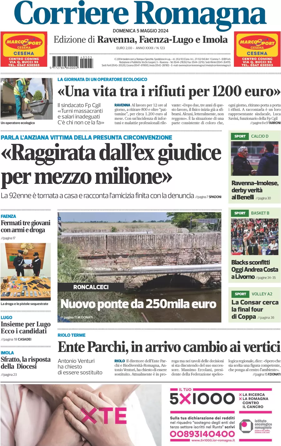 prima pagina - Corriere Romagna (Ravenna e Imola) del 05/05/2024