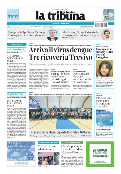 prima pagina - La Tribuna di Treviso del 05/05/2024