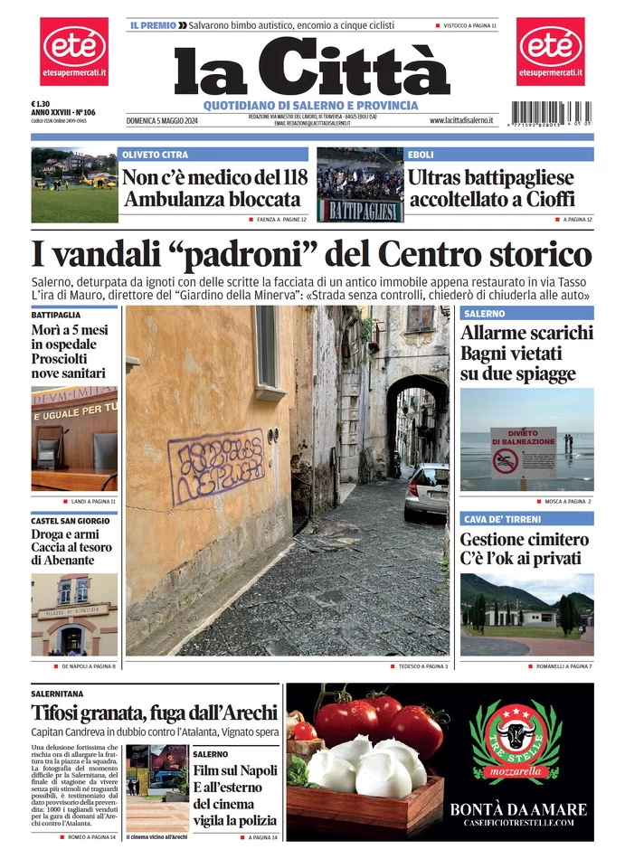 prima pagina - La Citt (Salerno) del 05/05/2024