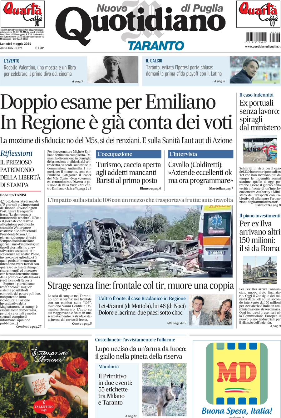 anteprima della prima pagina di Nuovo Quotidiano di Puglia (Taranto)