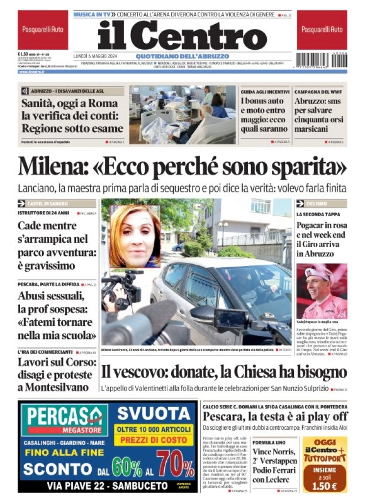prima pagina - Il Centro (Pescara) del 06/05/2024