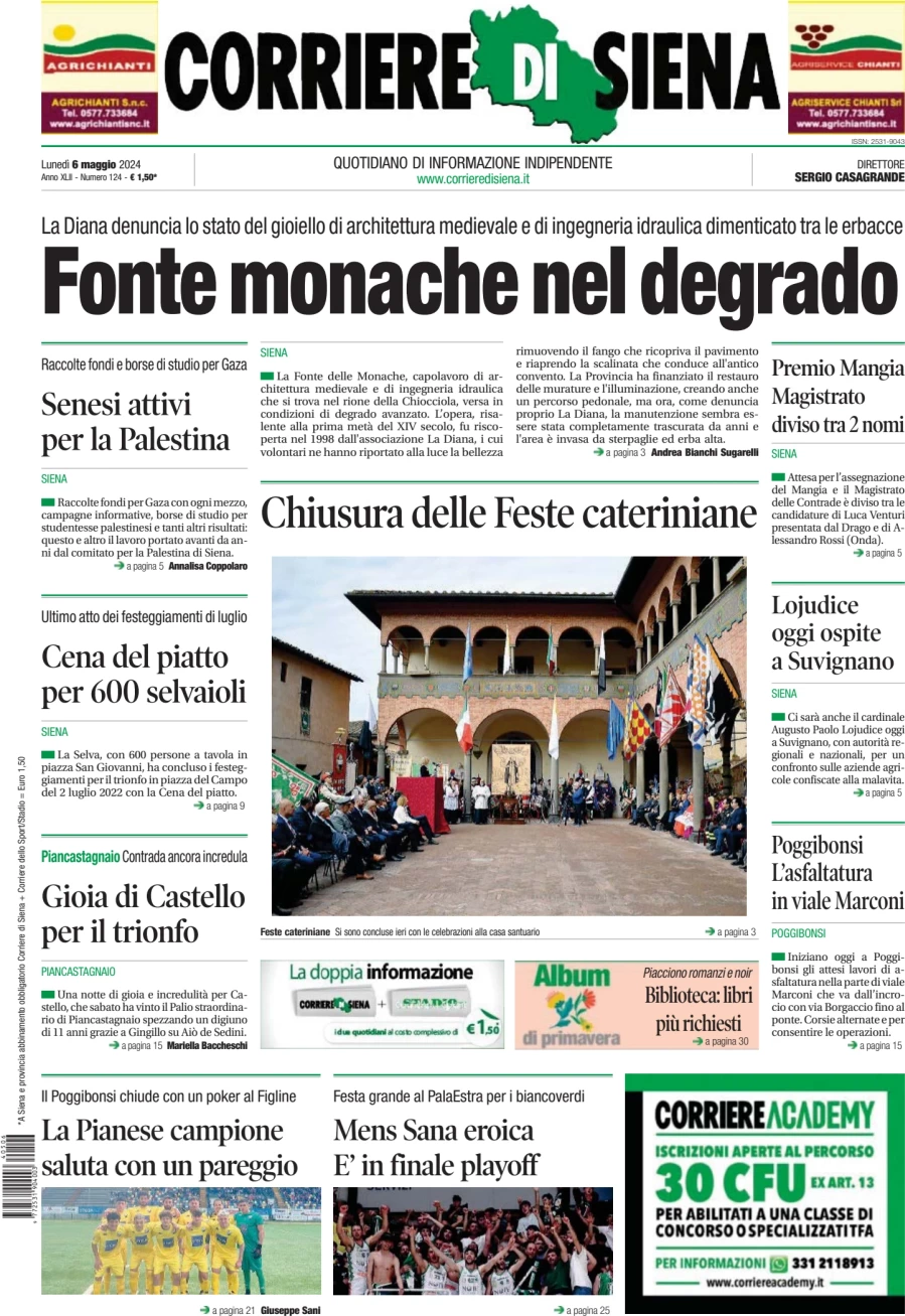anteprima della prima pagina di Corriere di Siena