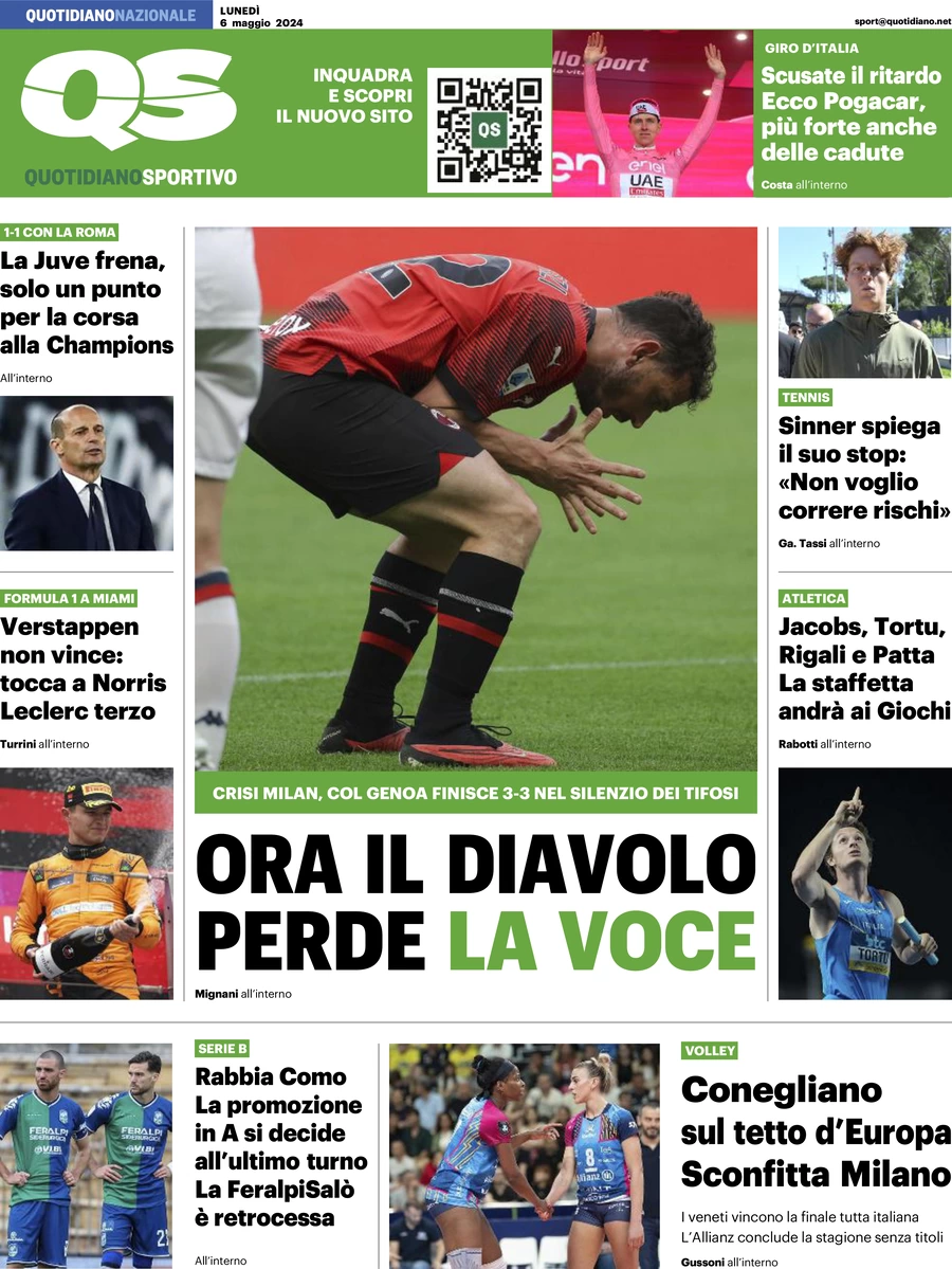 prima pagina - QS Quotidiano Sportivo del 06/05/2024