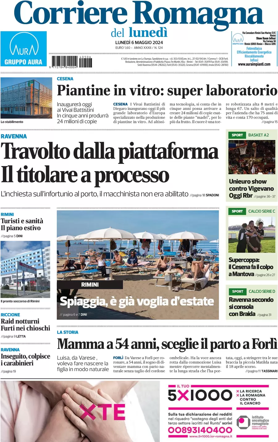 anteprima della prima pagina di Corriere Romagna (Rimini e San Marino)