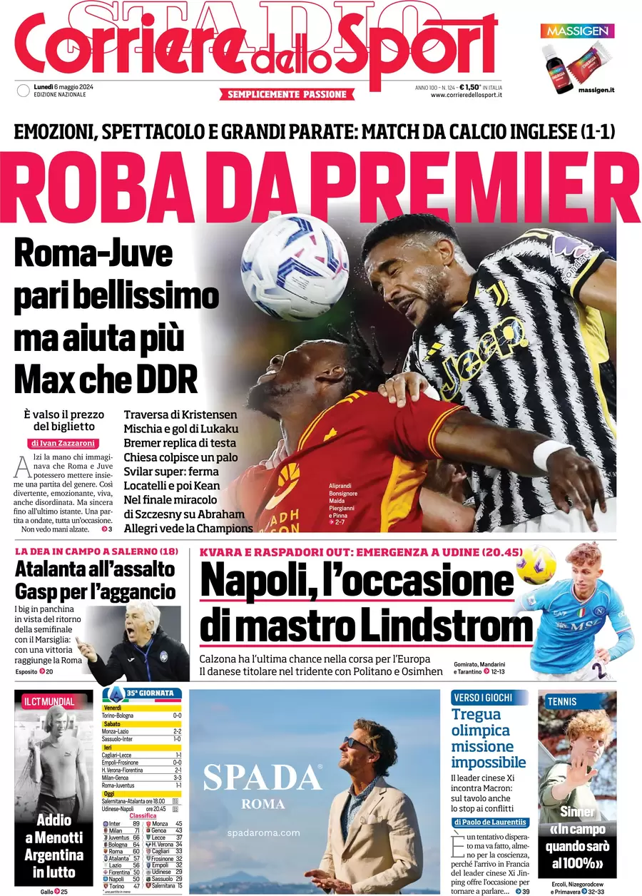 prima pagina - Corriere dello Sport del 06/05/2024