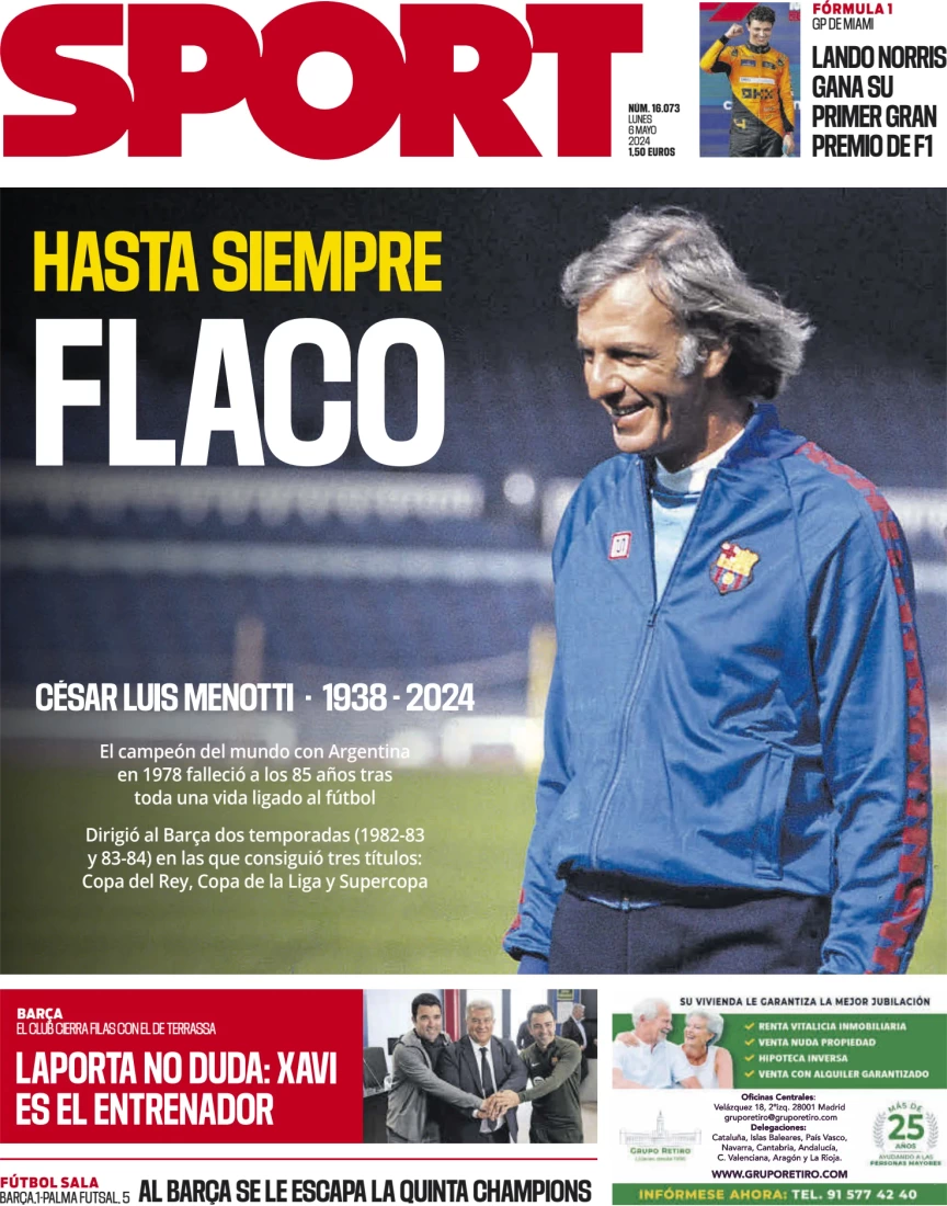 anteprima della prima pagina di sport-barcelona del 06/05/2024
