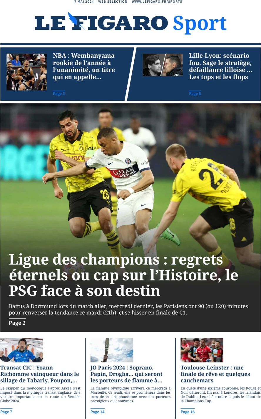 anteprima della prima pagina di Le Figaro SPORT
