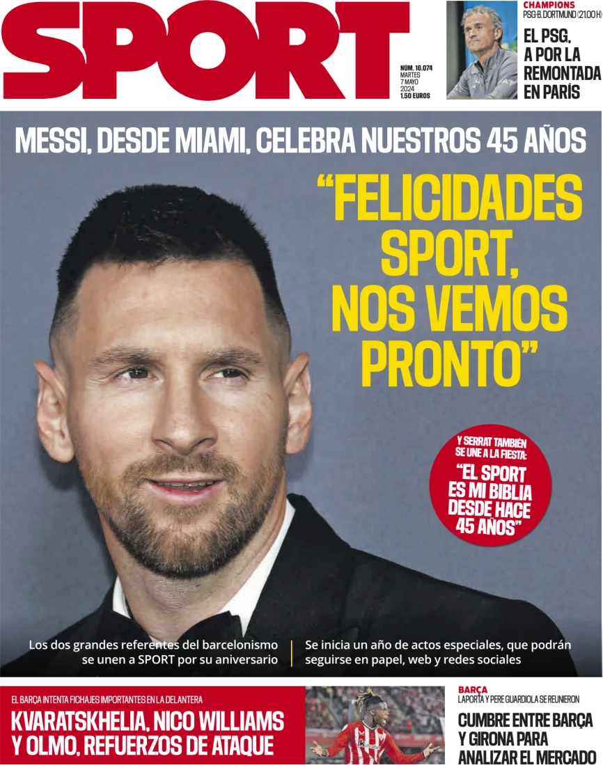 anteprima della prima pagina di sport-barcelona del 07/05/2024