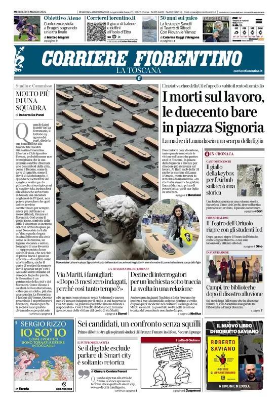 anteprima della prima pagina di corriere-fiorentino del 08/05/2024