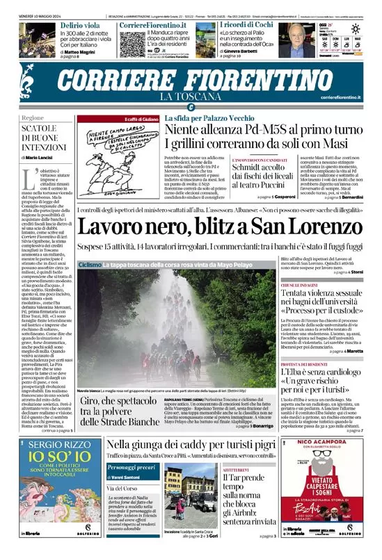 anteprima della prima pagina di corriere-fiorentino del 10/05/2024